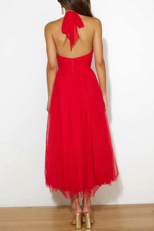 Demetrio | Vestido largo sin mangas con escote halter | Maxi