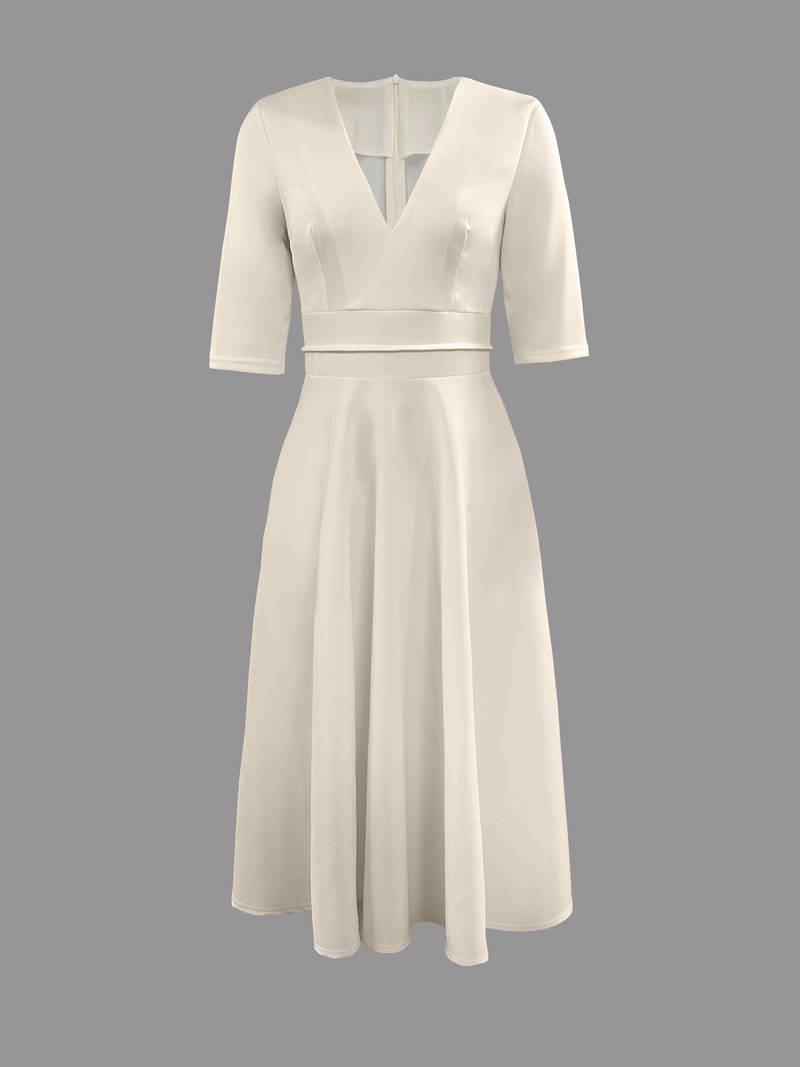 Isabela | Vestido midi de invitada con falda acampanada elegante para mujer