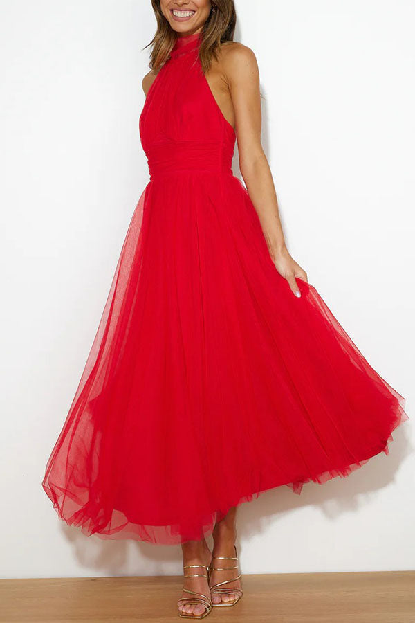 Demetrio | Vestido largo sin mangas con escote halter | Maxi