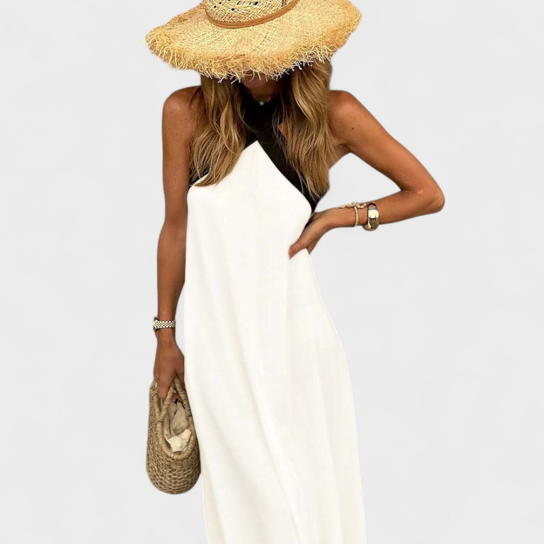 Manuela | Vestido maxi elegante con escote cruzado sin mangas