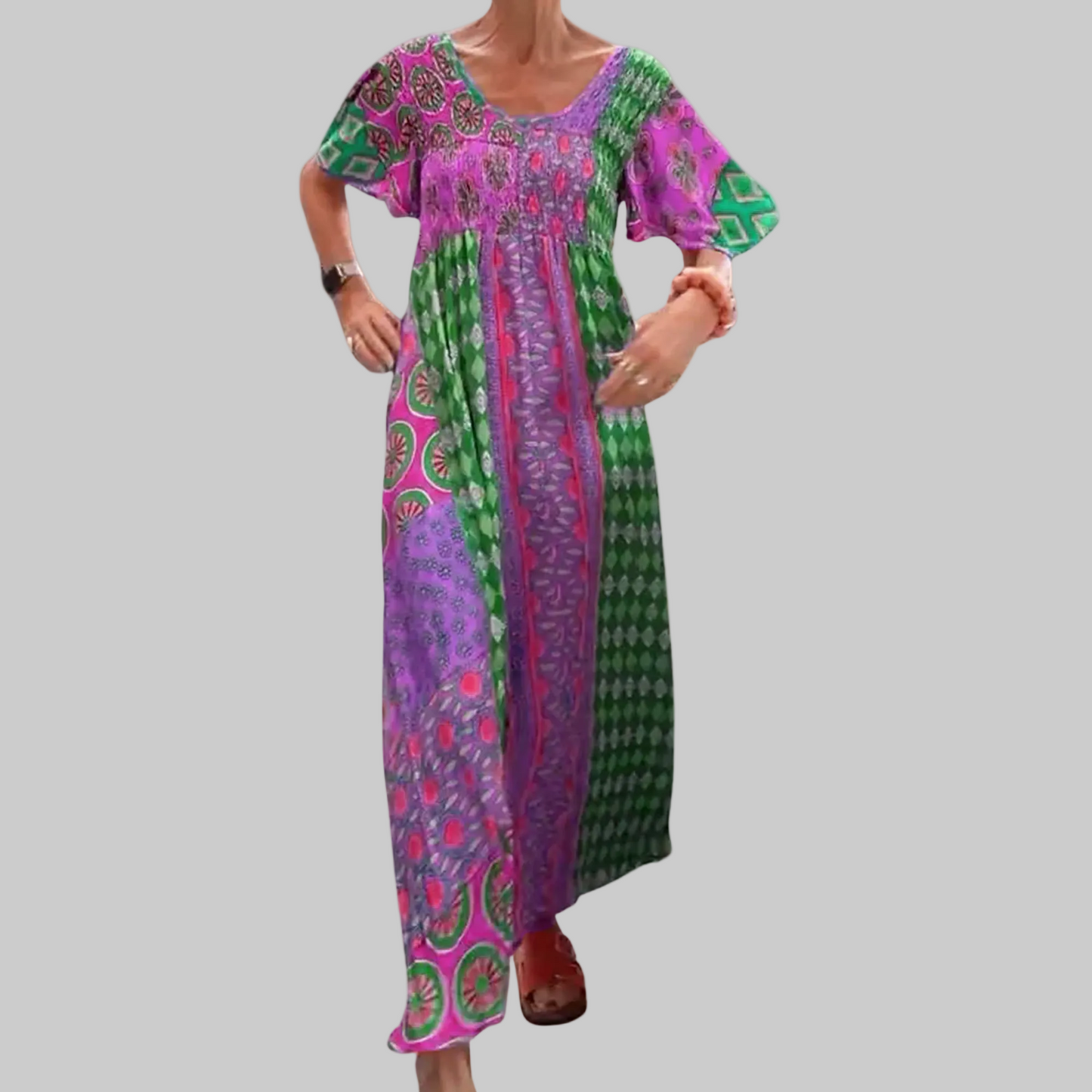 Felisa | Vestido maxi bohemio para mujer de parches