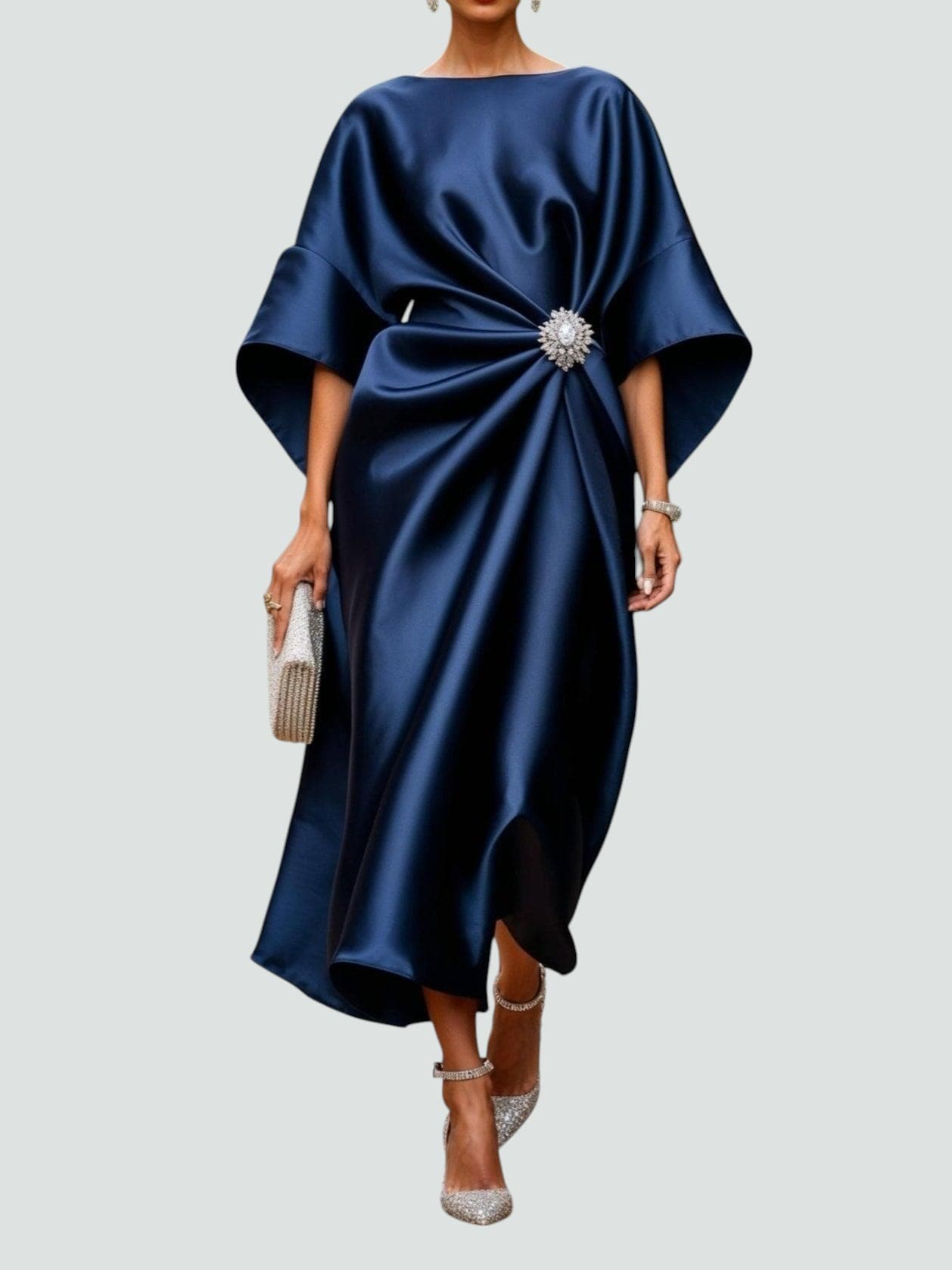 Koralia | Vestido midi para mujer con nudo frontal elegante | Moderno