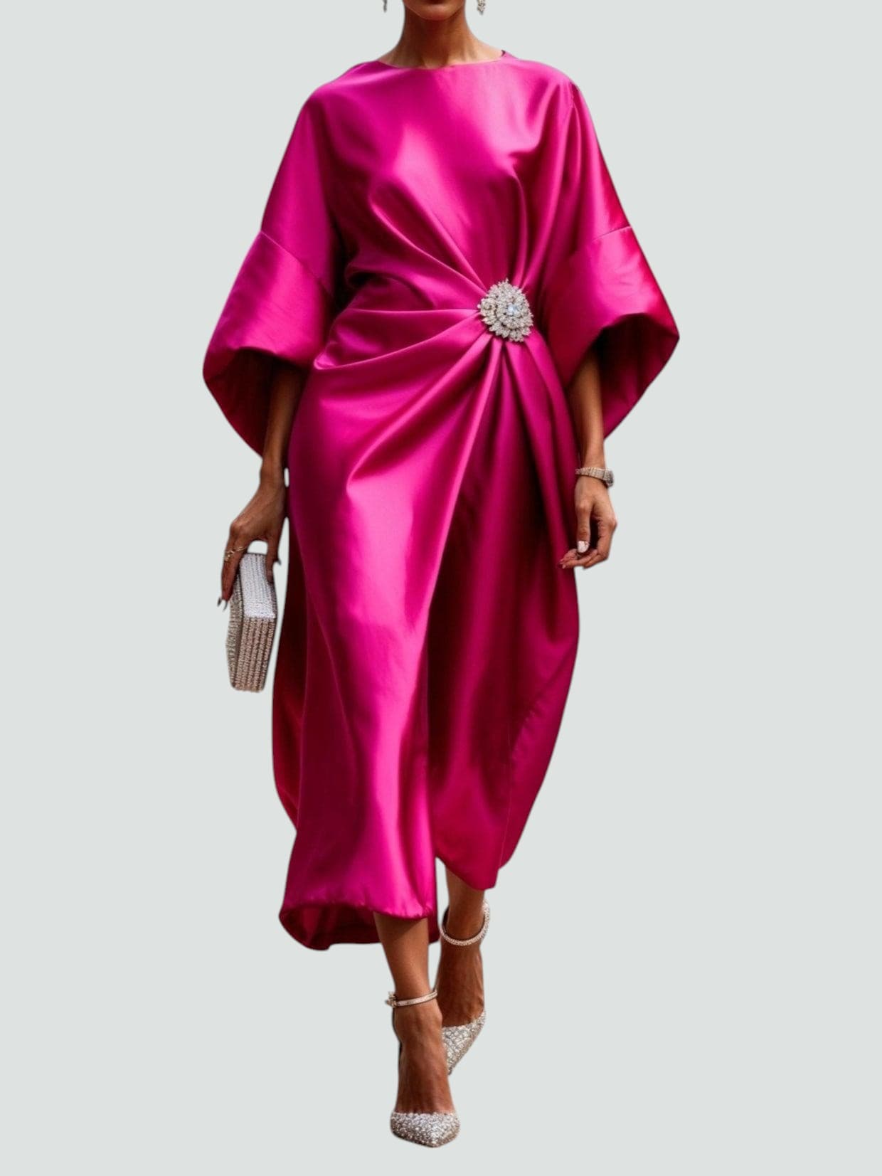 Koralia | Vestido midi para mujer con nudo frontal elegante | Moderno