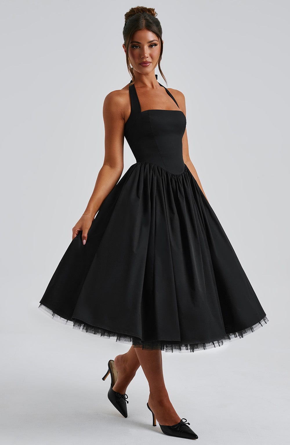 Lúa | Vestido midi halter para mujer para eventos