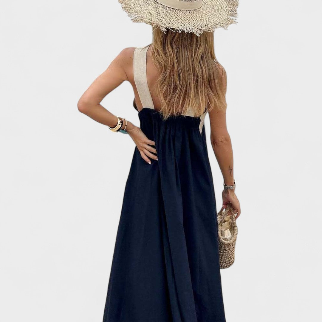 Manuela | Vestido maxi elegante con escote cruzado sin mangas
