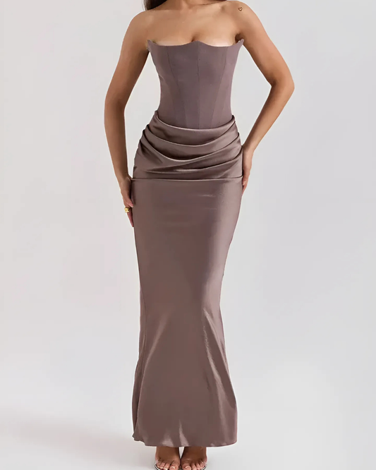 Lorena | Vestido maxi de boda con diseño drapeado elegante para mujer