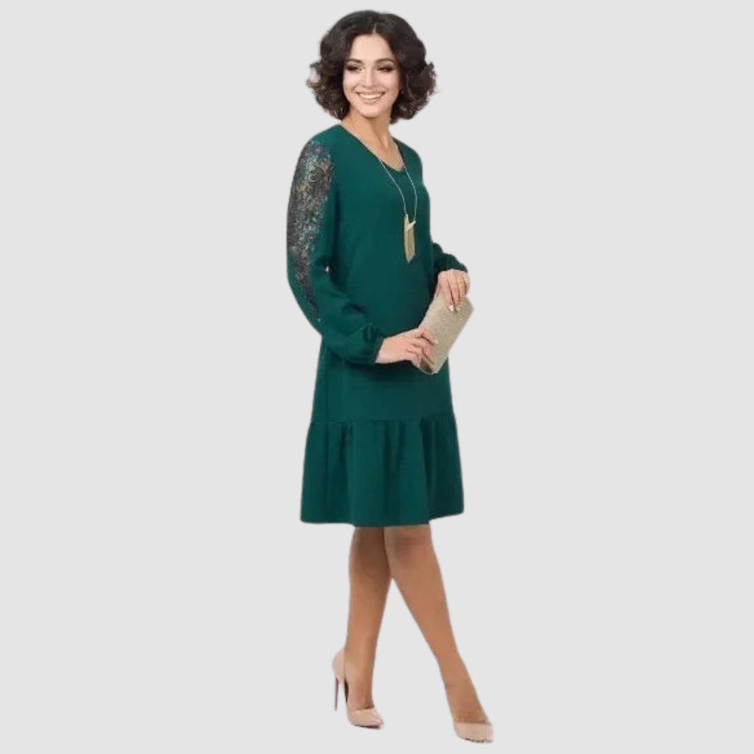 Lowris | Vestido midi con mangas de encaje