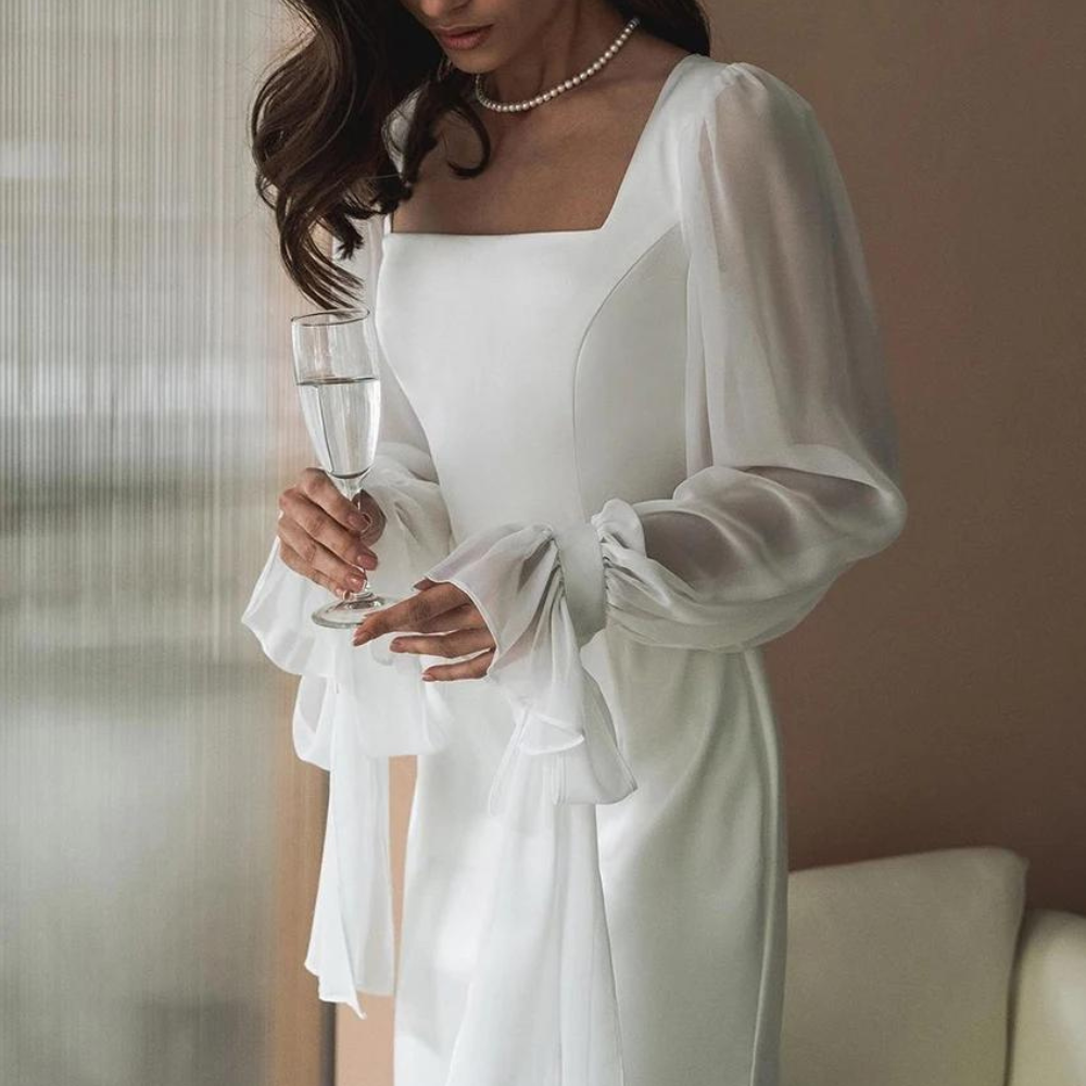 Amilcar | Vestido largo de noche con escote cuadrado para mujer