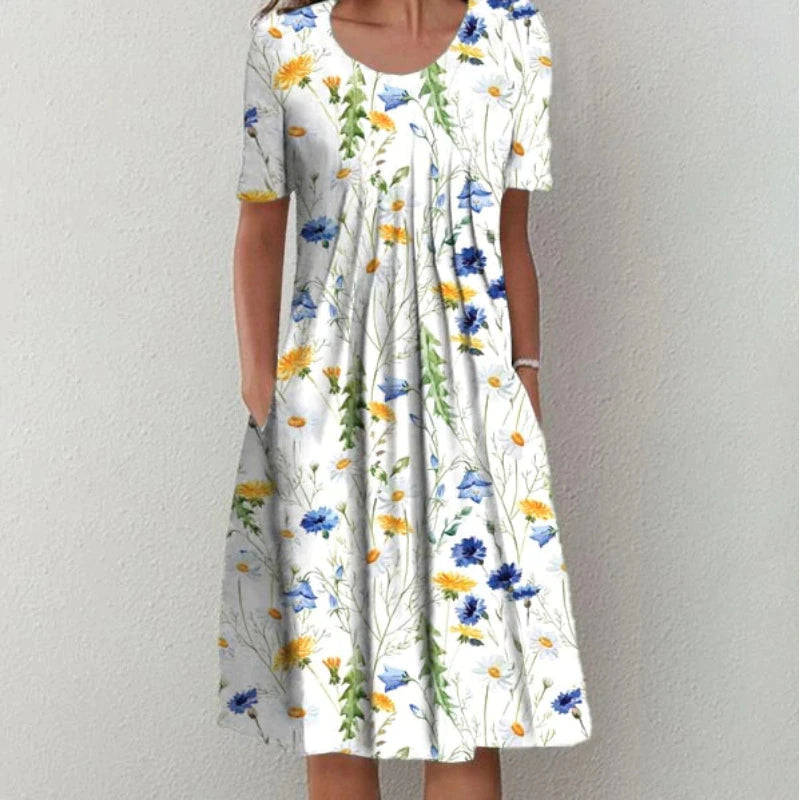 Aroha | Vestido casual con estampado floral y bolsillos