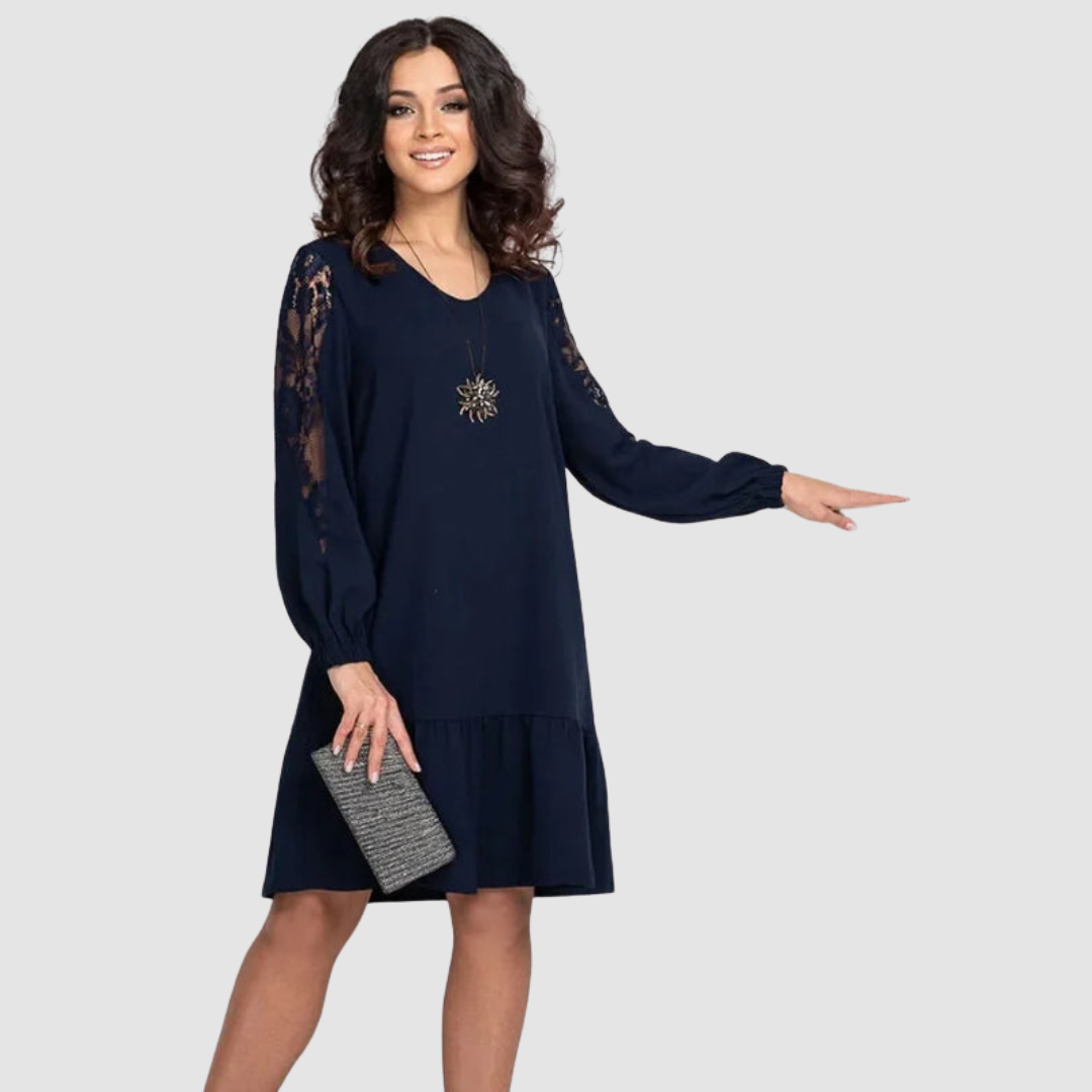 Lowris | Vestido midi con mangas de encaje