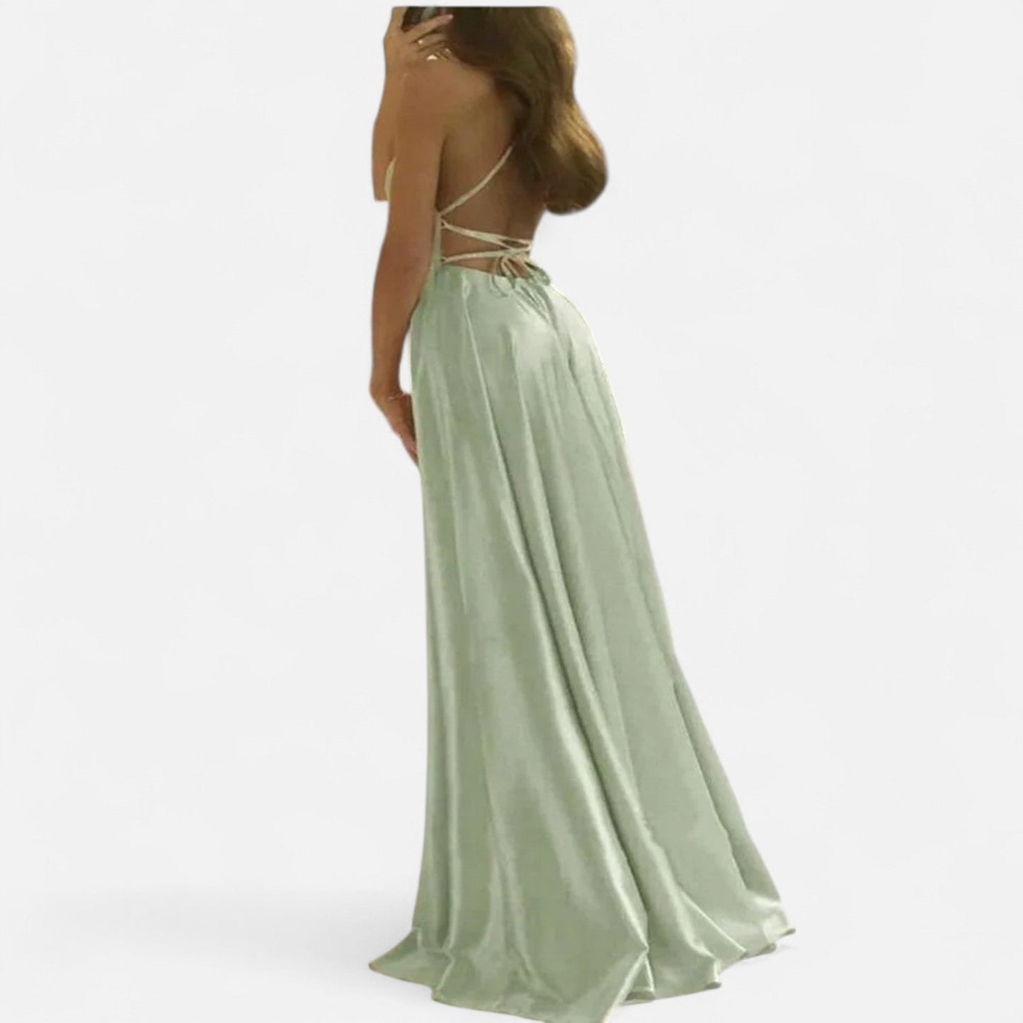 Belina | Vestido maxi de invitada para mujer con abertura y tirantes