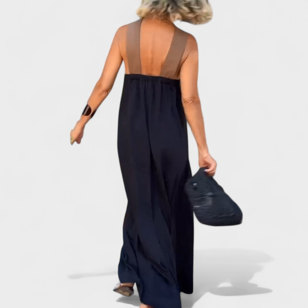 Manuela | Vestido maxi elegante con escote cruzado sin mangas