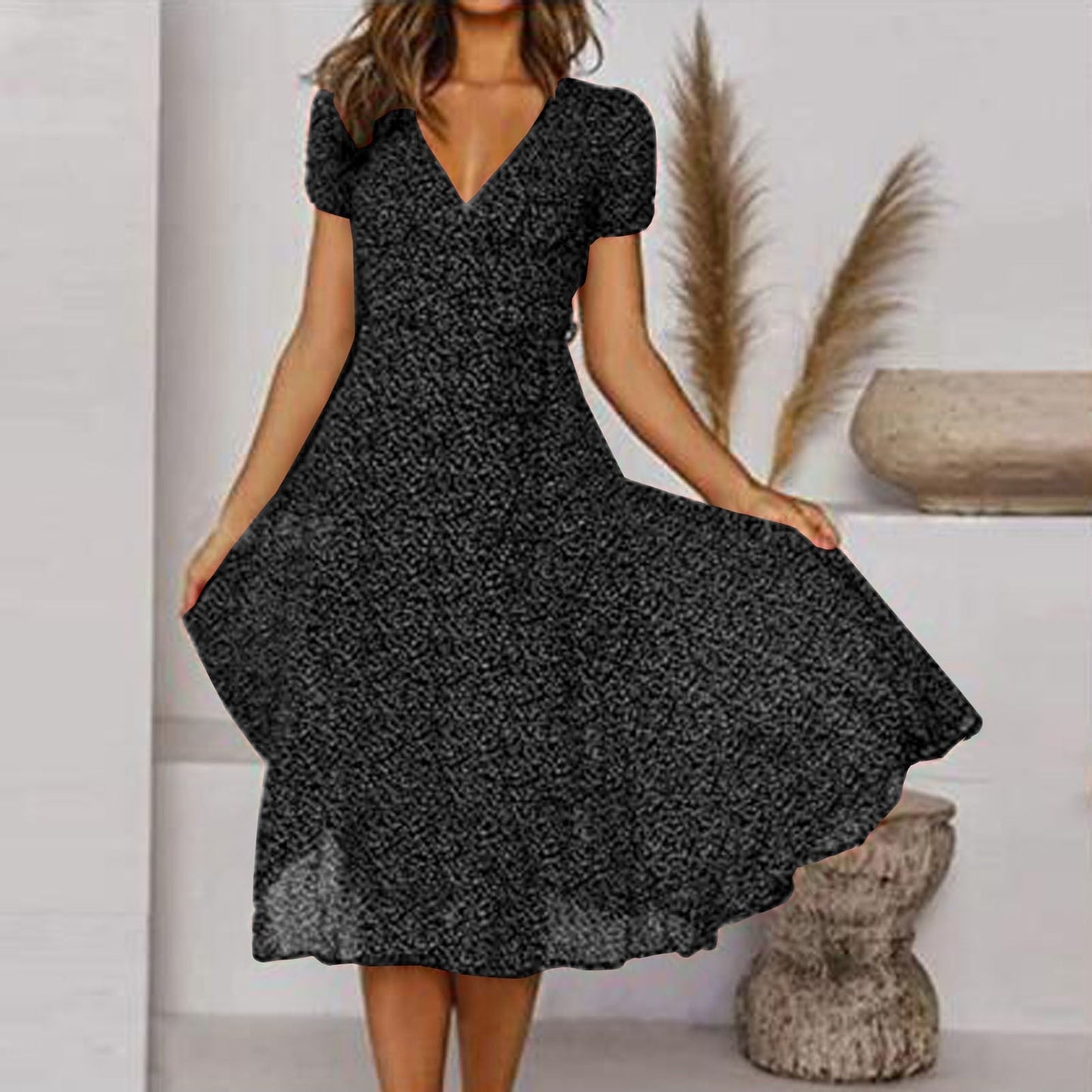 Teodora | Vestido midi con escote en V y manga corta