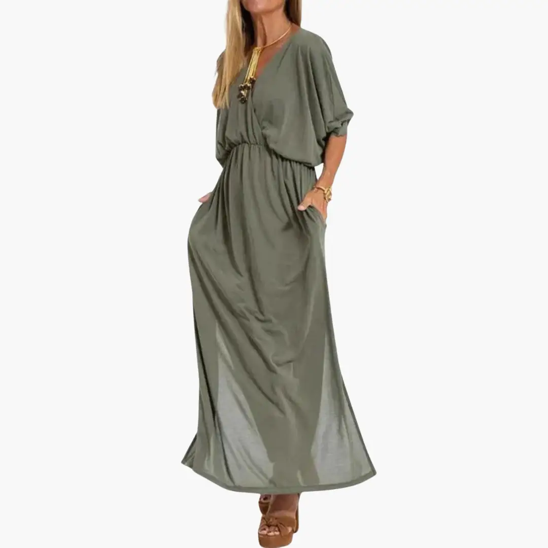 Pilar | Vestido para mujer con cuello en V y diseño largo