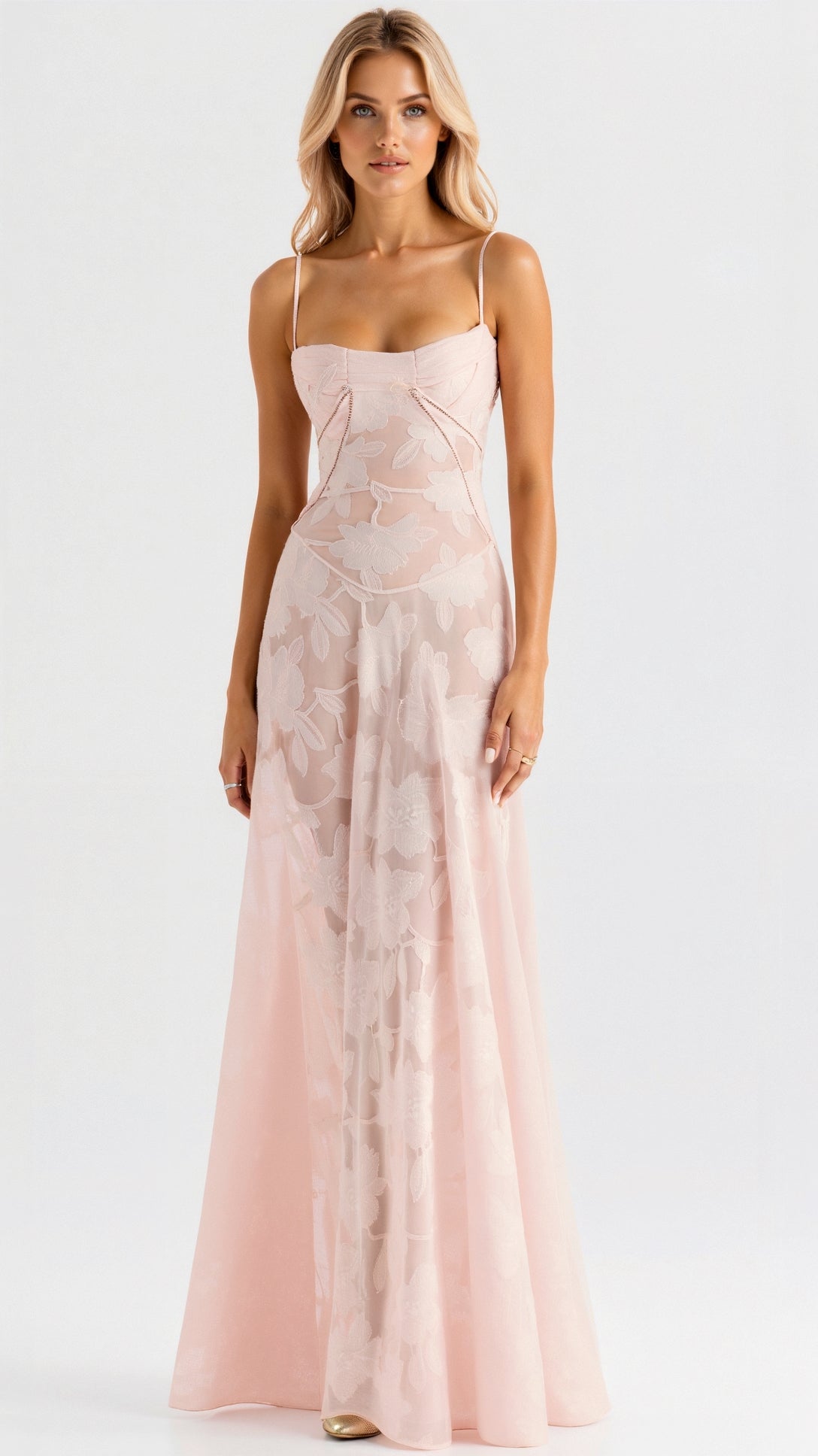 Pavia | Vestido maxi de boda con tirantes finos y diseño fluido para mujer