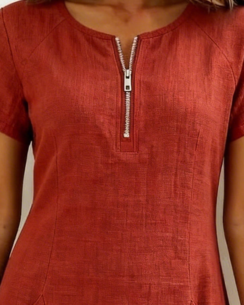 Renira | Vestido recto para mujer con cremallera y bolsillos