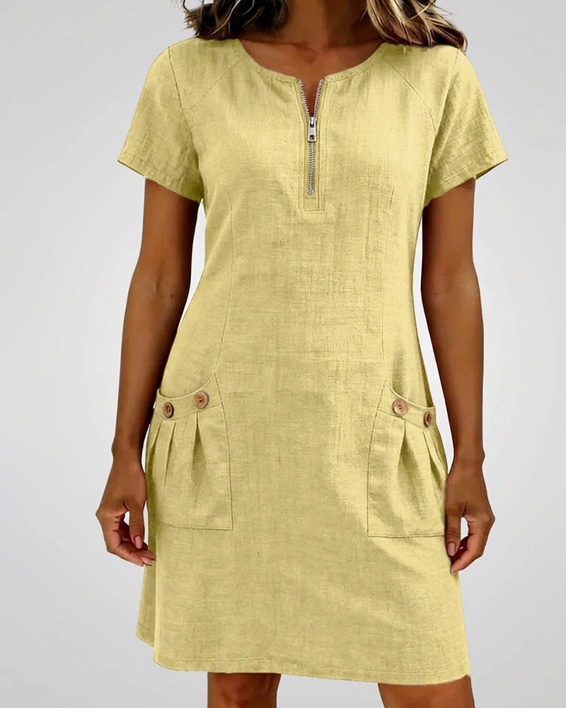 Renira | Vestido recto para mujer con cremallera y bolsillos