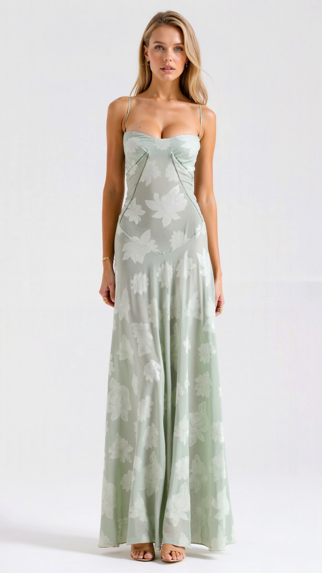 Pavia | Vestido maxi de boda con tirantes finos y diseño fluido para mujer