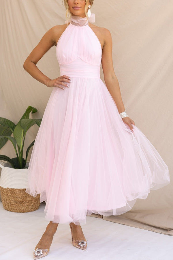 Demetrio | Vestido largo sin mangas con escote halter | Maxi