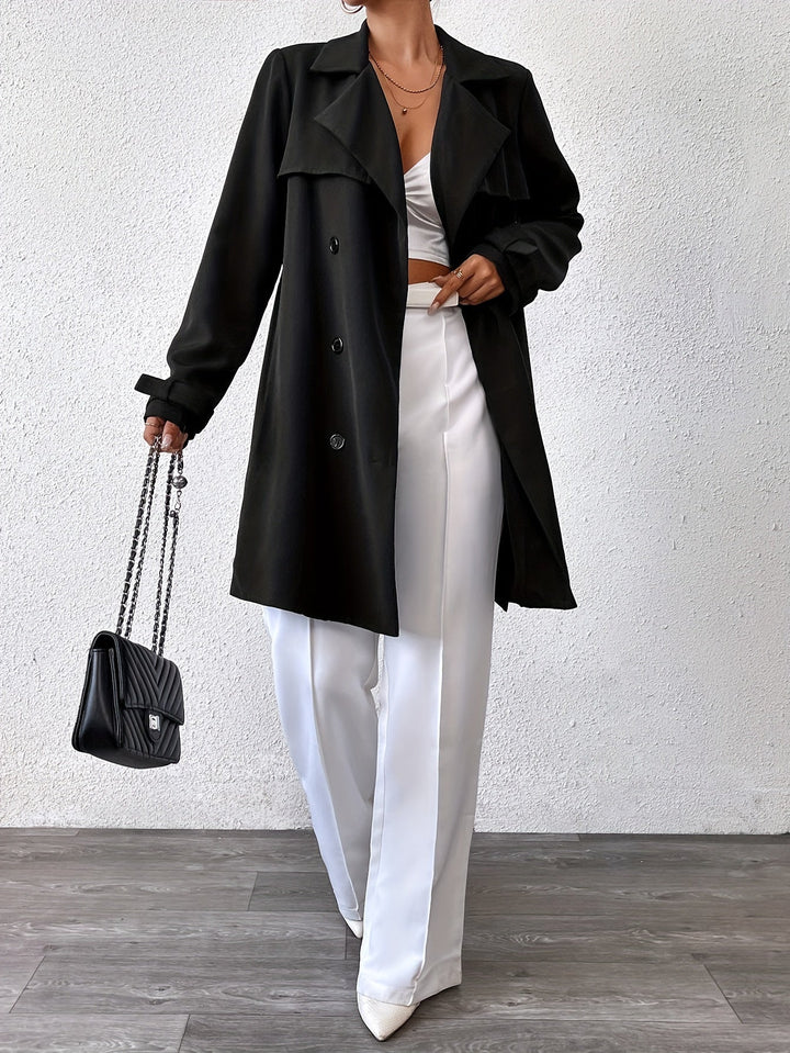 Abrigo largo reversible para mujer Cinturón con lazo Trench coat