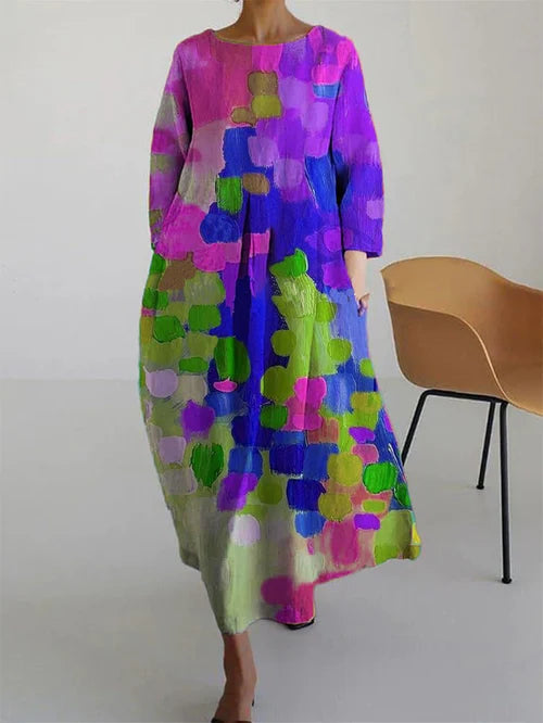 Avelina | Vestido maxi para mujer con estampado artístico y estilo relajado