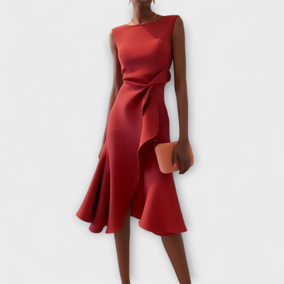 Waira | Vestido midi sin mangas con pliegues