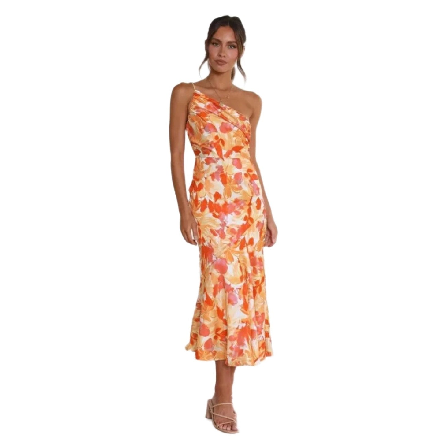 Carla | Vestido maxi de verano de mujer con corte asimétrico y estampado floral