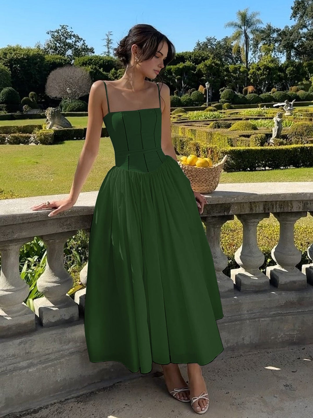 Araceli | Vestido midi para mujer con corsé y tirantes