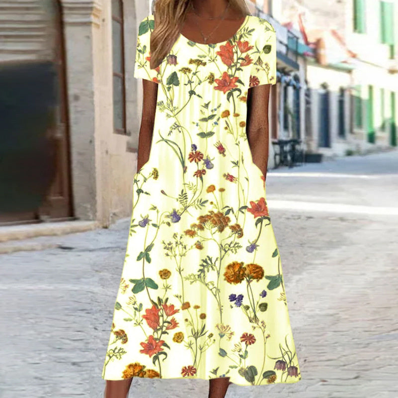 Veridia | Vestido largo de mujer con estampado floral y bolsillos | Informal