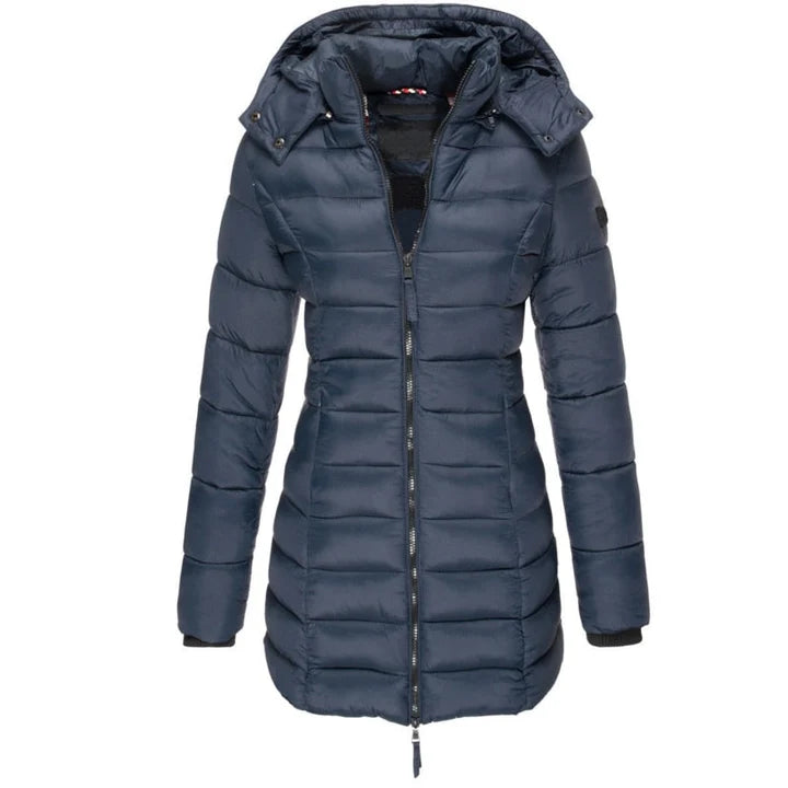 Chaqueta de Plumón Gris con Capucha para Mujer - Olivia