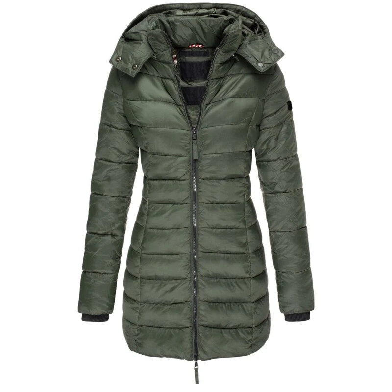 Chaqueta de Plumón Gris con Capucha para Mujer - Olivia