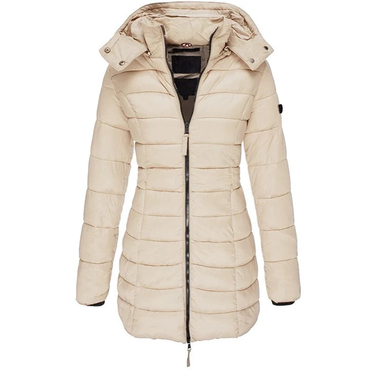 Chaqueta de Plumón Gris con Capucha para Mujer - Olivia