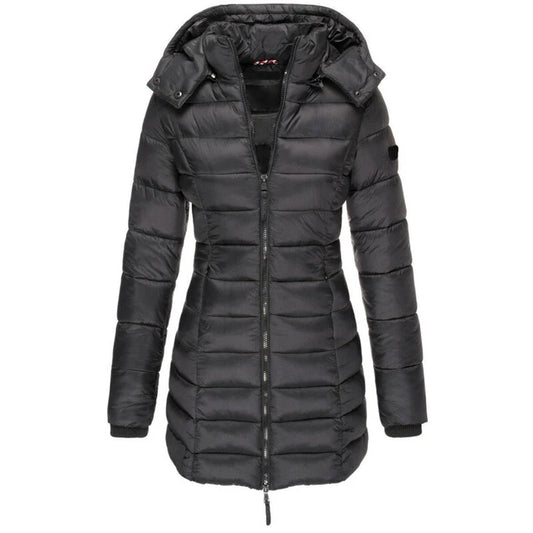 Chaqueta de Plumón Gris con Capucha para Mujer - Olivia