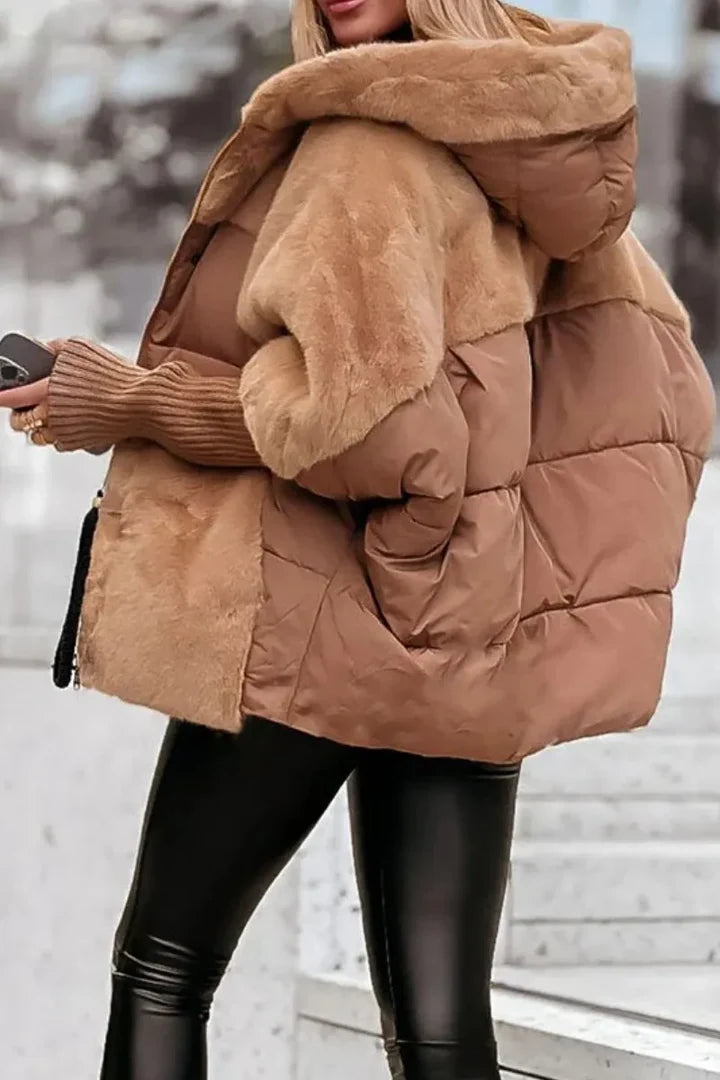 Chaqueta bomber para mujer Chaqueta ligera con relleno térmico Capucha colorida