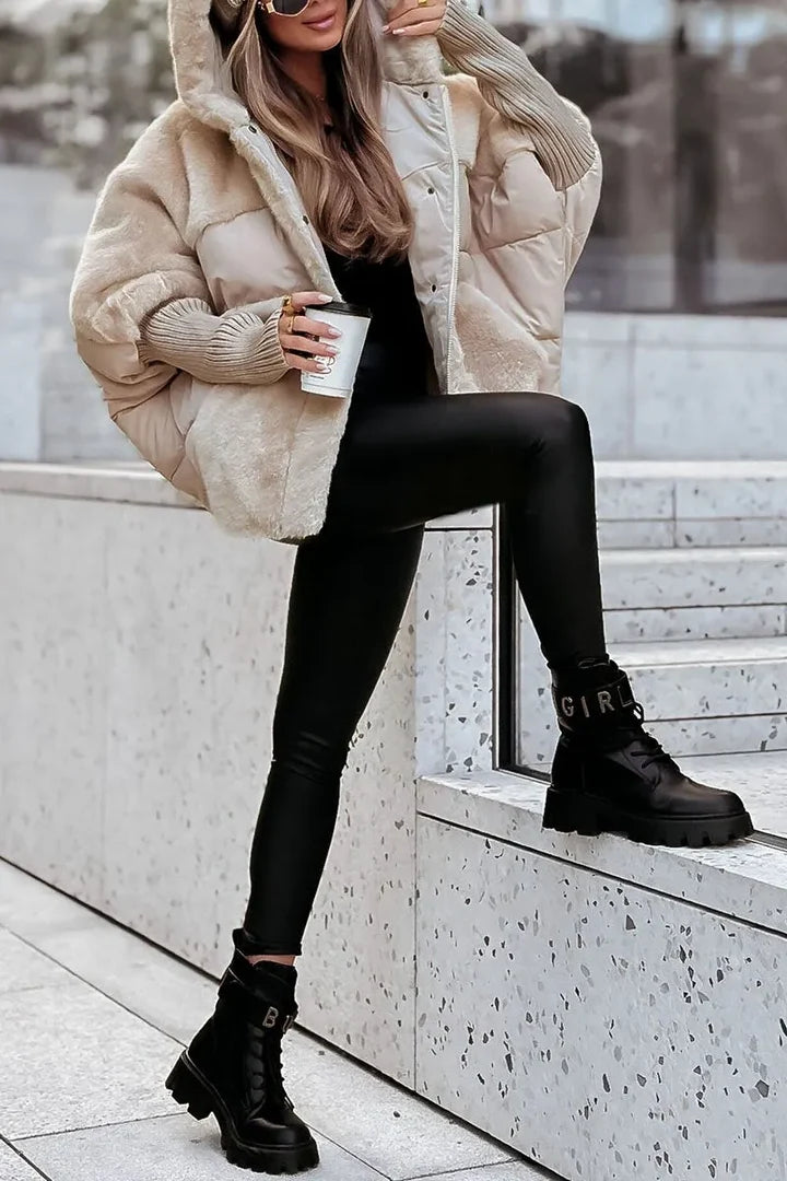Chaqueta bomber para mujer Chaqueta ligera con relleno térmico Capucha colorida