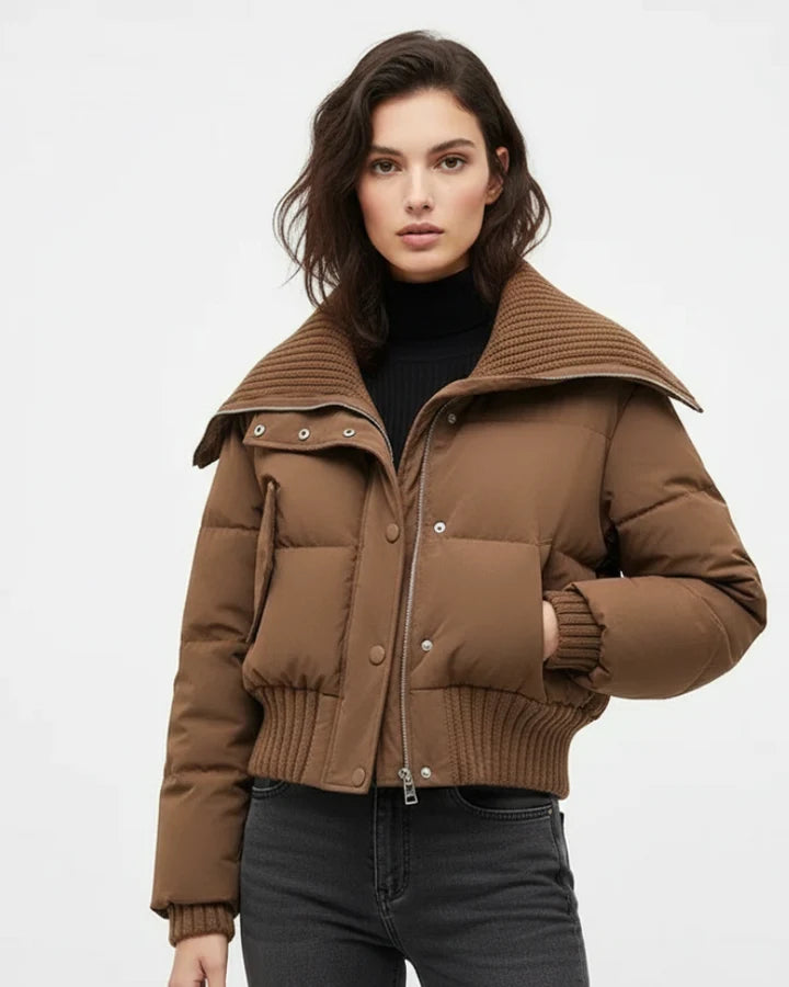 Chaqueta de plumón para mujer oversize – patrón acolchado y calor ligero