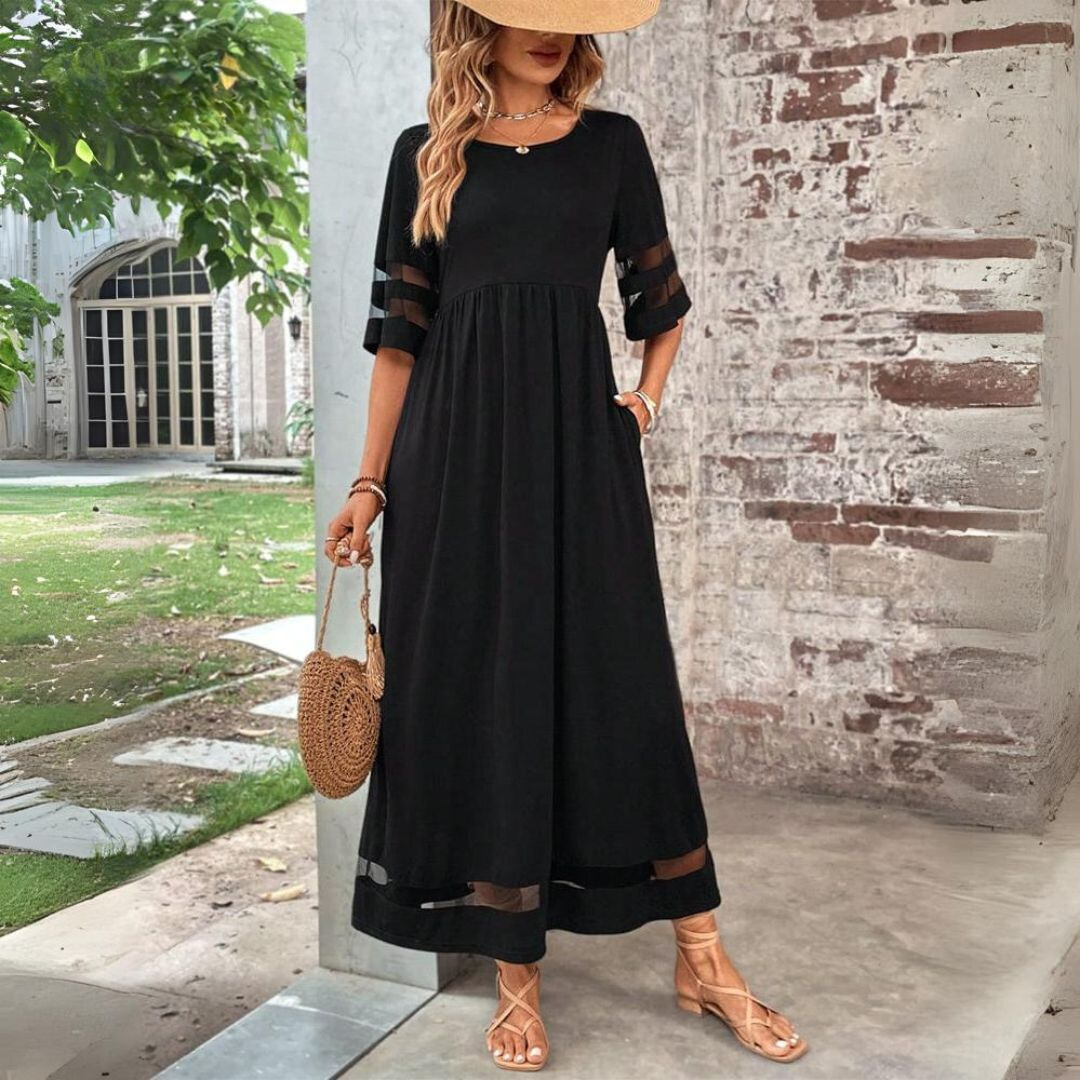 Zoraya | Vestido Maxi Elegante para Mujer con Mangas Cortas