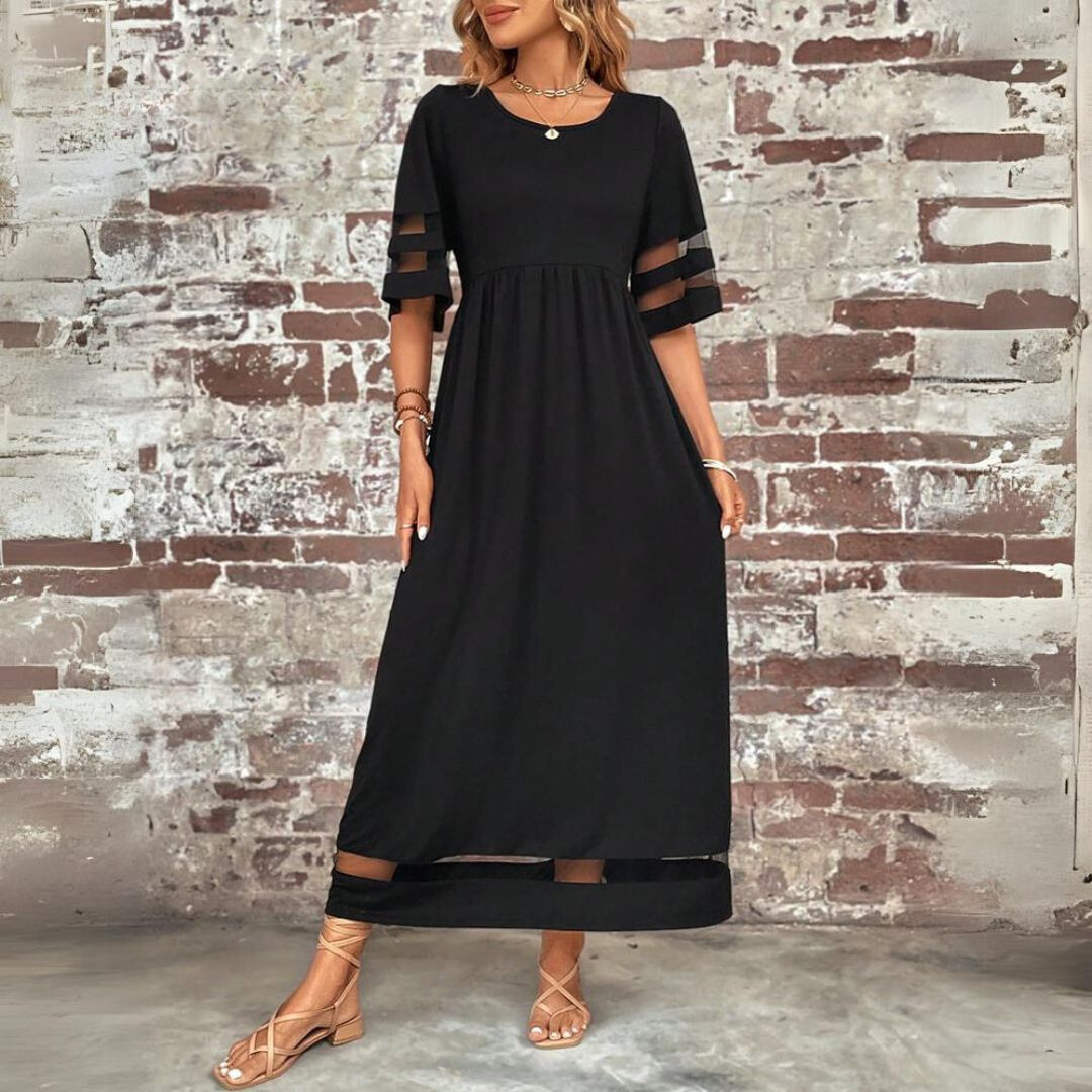 Zoraya | Vestido Maxi Elegante para Mujer con Mangas Cortas