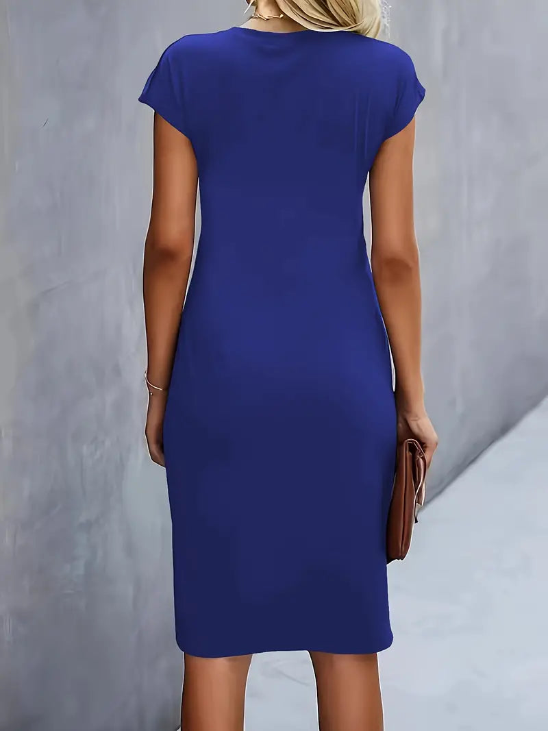 Kenia | Vestido Midi de Corte Entallado con Manga Corta para Mujer