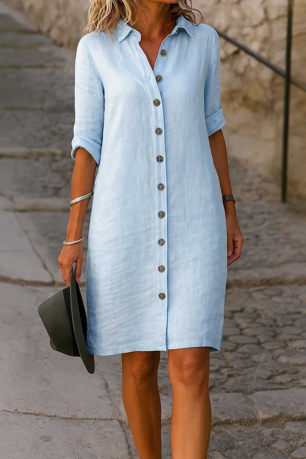 Jesusa | Vestido Camisero Elegante de Primavera para Mujer con Botones