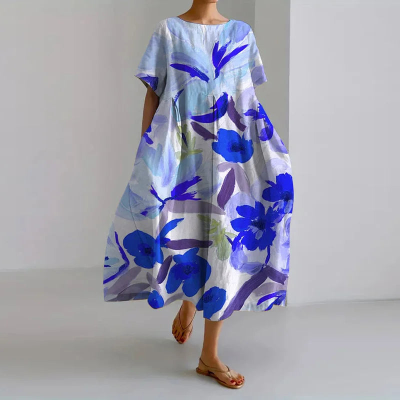Urelia | Vestido midi de verano con estampado floral estilo acuarela