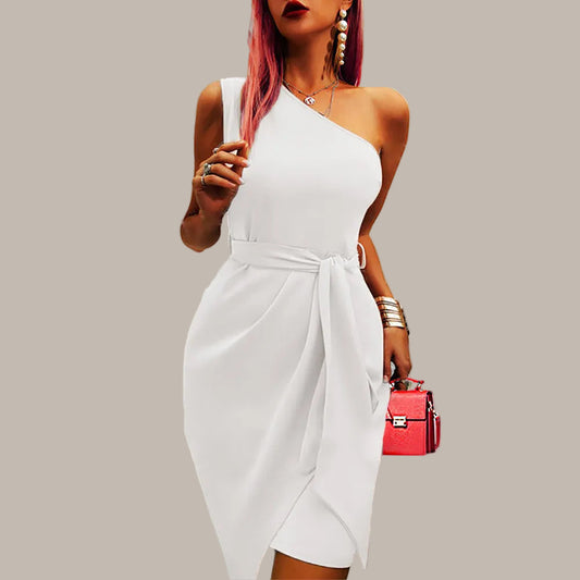 Velena | Vestido midi con un hombro y diseño asimétrico