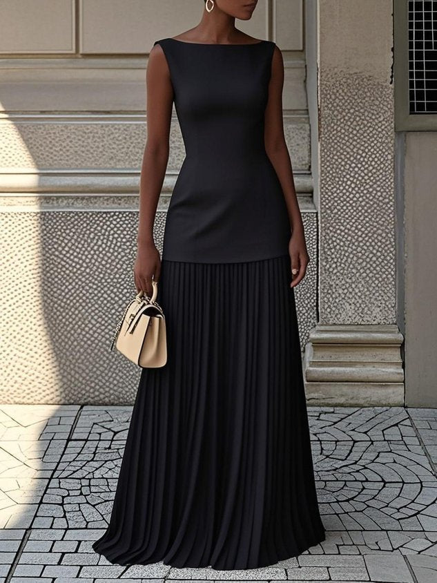 Maribella | Vestido Sin Mangas Con Pliegues Para Mujer | Elegante