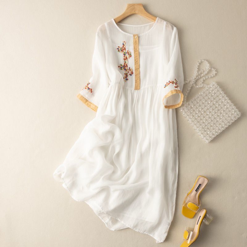 Eulalia | Vestido midi para mujer de verano con bordado
