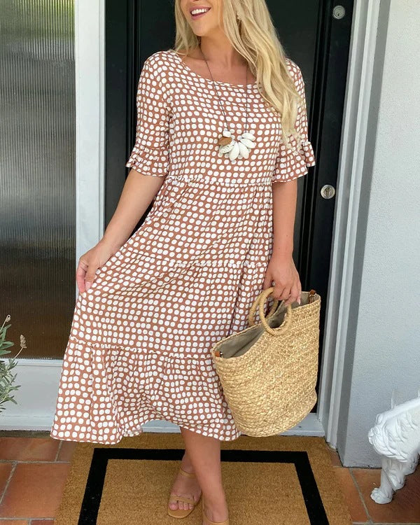 Dalia | Vestido midi para mujer de verano con estampado y capas