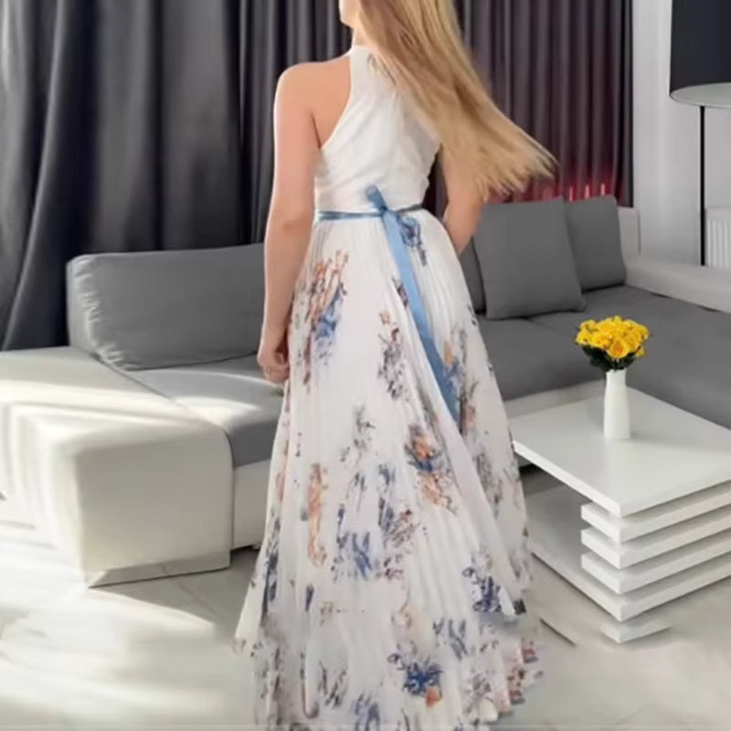 Rosella | Vestido Largo Plisado Floral con Escote en V