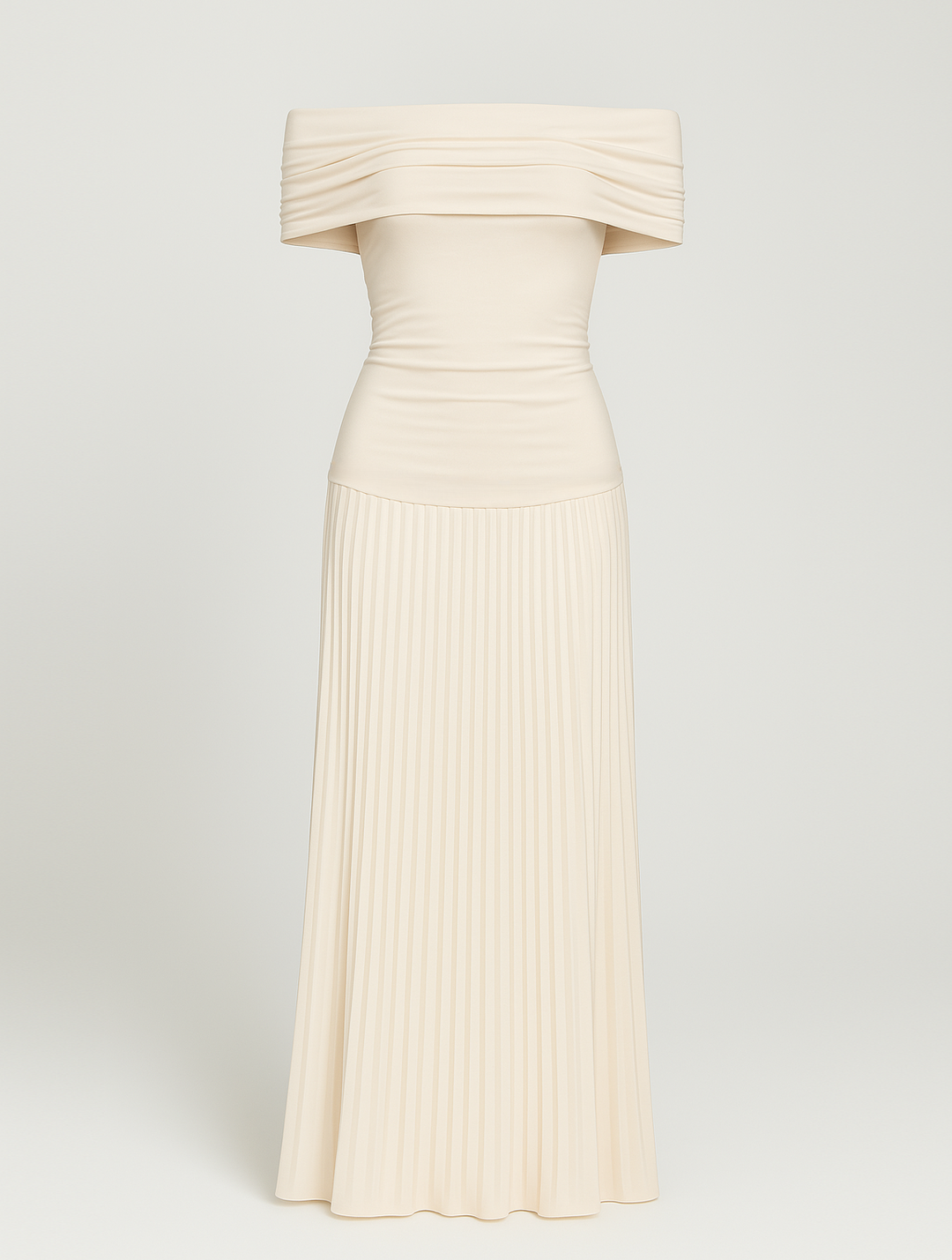 Dalina | Vestido maxi plisado con hombros descubiertos para mujer