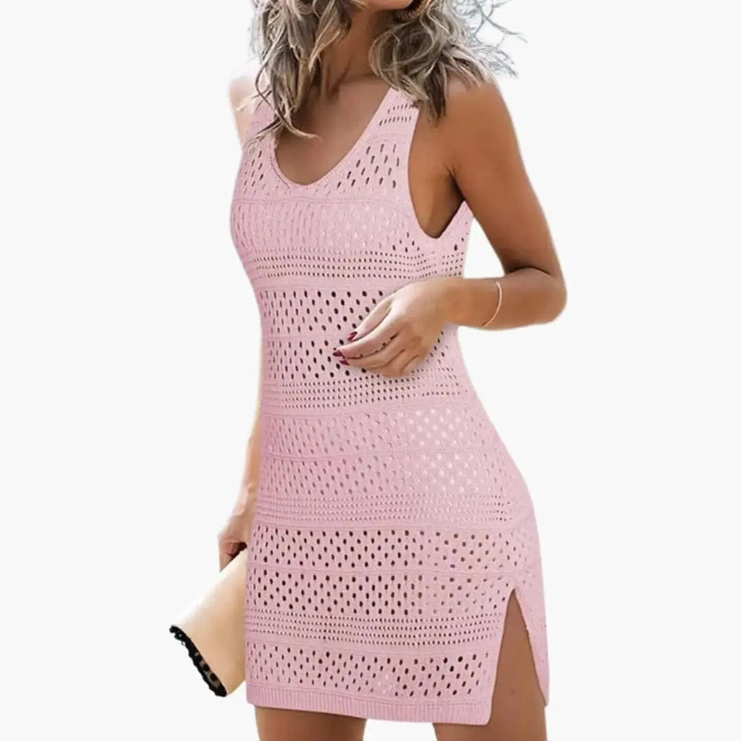Victoria | Vestido de playa para mujer con cuello en V y tejido calado