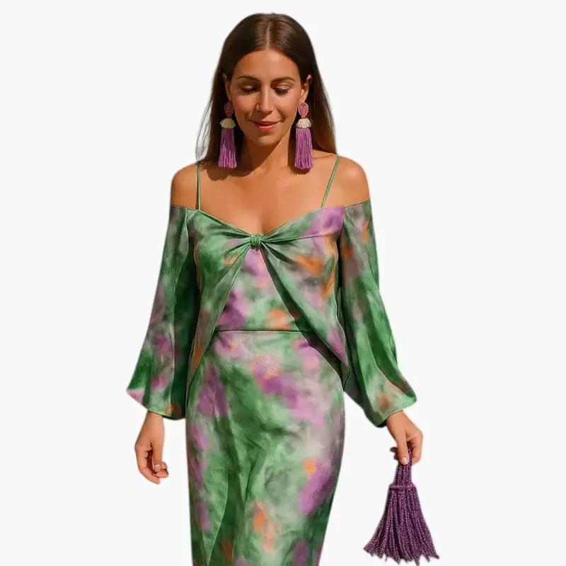 Paloma | Vestido maxi para mujer con bufanda desmontable