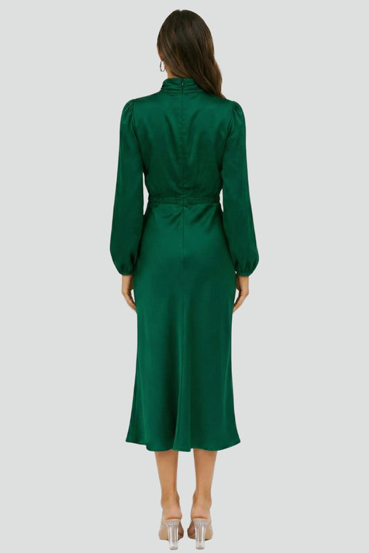 Dafne | Vestido midi de mujer con cuello alto y manga larga